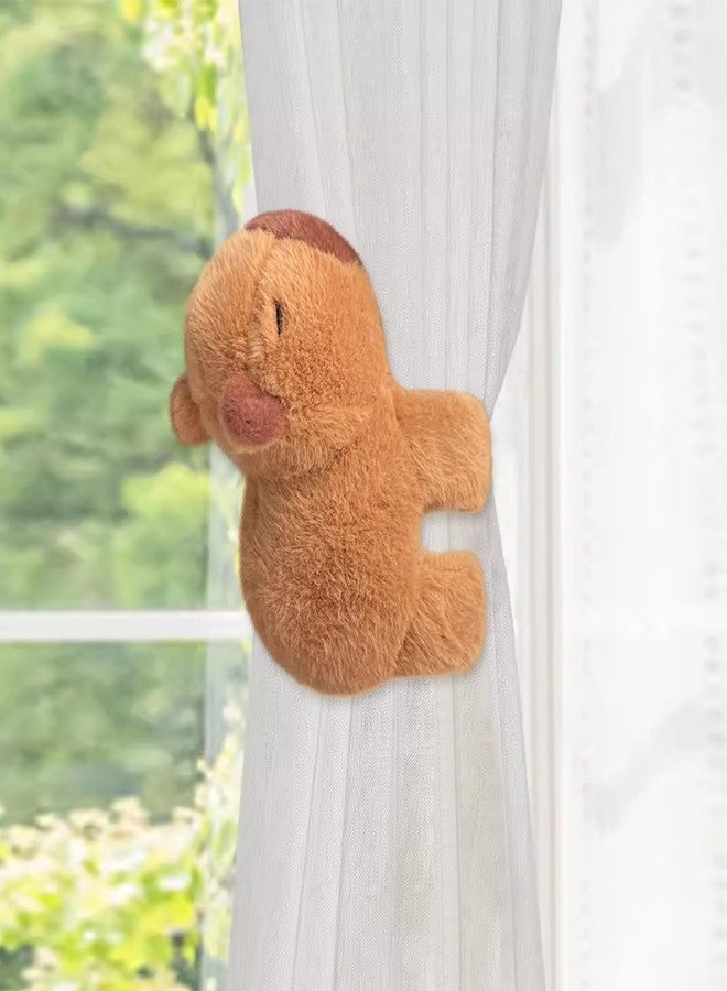 EHERDM 2Pcs Capybara Curtain Buckles Cute Animal Curtain Tiebacks Plush Cotton Curtain Straps Decorative Curtain Drapery Holdbacks Curtain String for Nursery Room Living Room Bedroom Window Decor - Image 2
